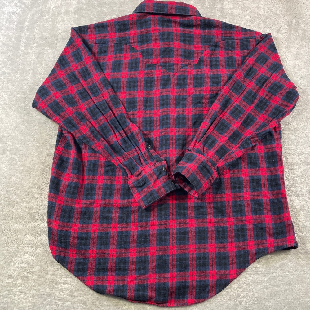 Vintage‎ Rockmount Ranch Wear Flannel Shirt Mens XL Red Plaid Sawtooth Snap USA - Picture 10 of 11